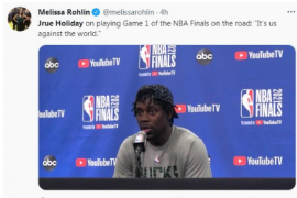 NBA总决赛前的媒体日袭来雄鹿队朱霍勒迪参与了访问