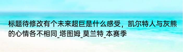 塔图姆就是动力不足 进攻效率算是塔图姆新秀赛季以来最差