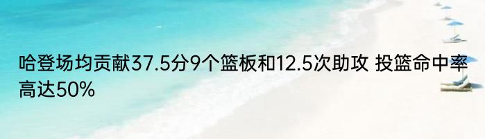 哈登场均贡献37.5分9个篮板和12.5次助攻 投篮命中率高达50%