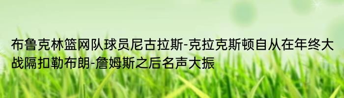 布鲁克林篮网队球员尼古拉斯-克拉克斯顿自从在年终大战隔扣勒布朗-詹姆斯之后名声大振