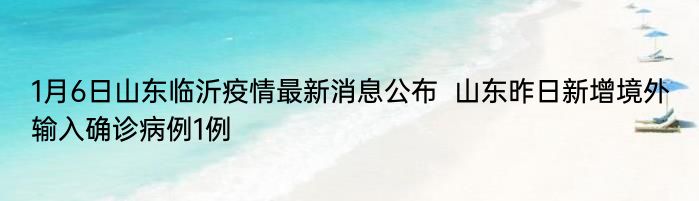 1月6日山东临沂疫情最新消息公布  山东昨日新增境外输入确诊病例1例