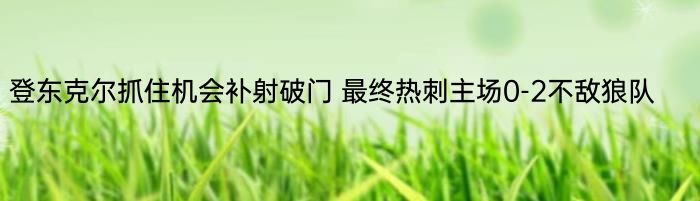 登东克尔抓住机会补射破门 最终热刺主场0-2不敌狼队