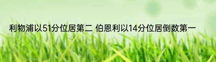 利物浦以51分位居第二 伯恩利以14分位居倒数第一