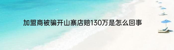 加盟商被骗开山寨店赔130万是怎么回事