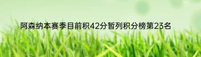 阿森纳本赛季目前积42分暂列积分榜第23名