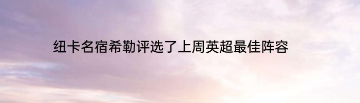 纽卡名宿希勒评选了上周英超最佳阵容