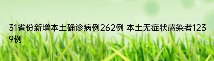 31省份新增本土确诊病例262例 本土无症状感染者1239例