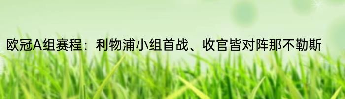 欧冠A组赛程：利物浦小组首战、收官皆对阵那不勒斯