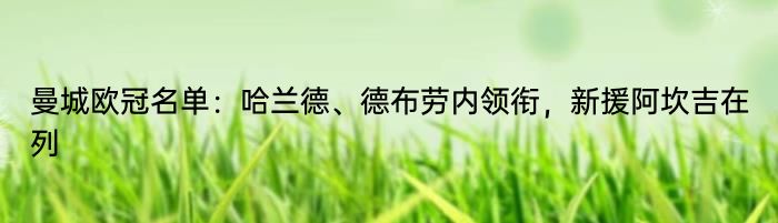 曼城欧冠名单：哈兰德、德布劳内领衔，新援阿坎吉在列