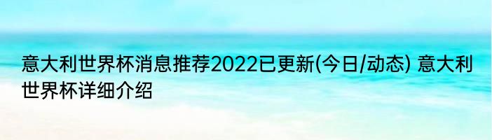 意大利世界杯消息推荐2022已更新(今日/动态) 意大利世界杯详细介绍