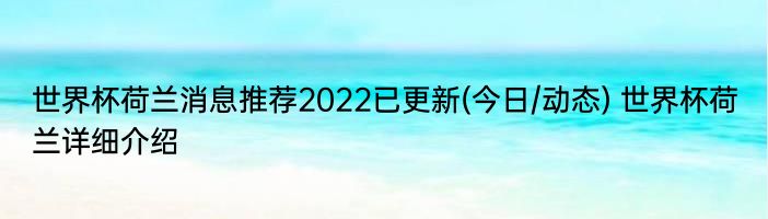 世界杯荷兰消息推荐2022已更新(今日/动态) 世界杯荷兰详细介绍