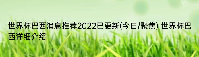 世界杯巴西消息推荐2022已更新(今日/聚焦) 世界杯巴西详细介绍