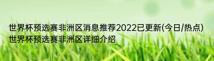 世界杯预选赛非洲区消息推荐2022已更新(今日/热点) 世界杯预选赛非洲区详细介绍