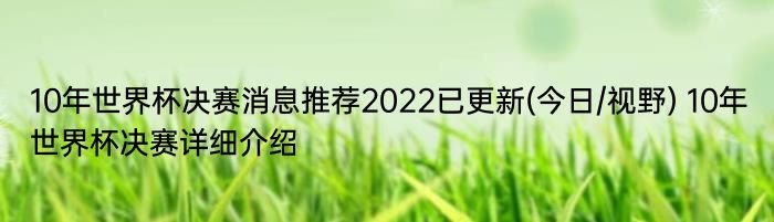 10年世界杯决赛消息推荐2022已更新(今日/视野) 10年世界杯决赛详细介绍