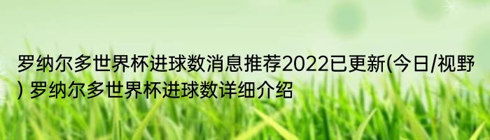 罗纳尔多世界杯进球数消息推荐2022已更新(今日/视野) 罗纳尔多世界杯进球数详细介绍