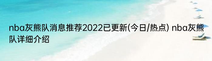 nba灰熊队消息推荐2022已更新(今日/热点) nba灰熊队详细介绍