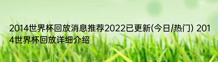 2014世界杯回放消息推荐2022已更新(今日/热门) 2014世界杯回放详细介绍