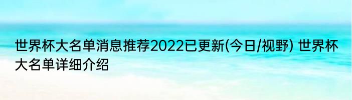 世界杯大名单消息推荐2022已更新(今日/视野) 世界杯大名单详细介绍