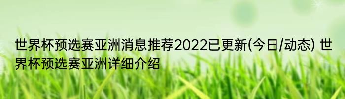 世界杯预选赛亚洲消息推荐2022已更新(今日/动态) 世界杯预选赛亚洲详细介绍