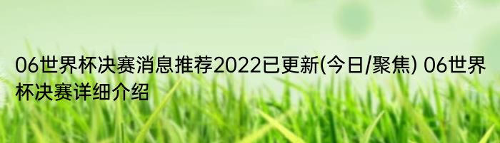 06世界杯决赛消息推荐2022已更新(今日/聚焦) 06世界杯决赛详细介绍