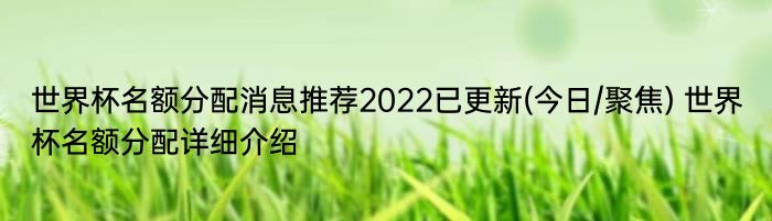 世界杯名额分配消息推荐2022已更新(今日/聚焦) 世界杯名额分配详细介绍