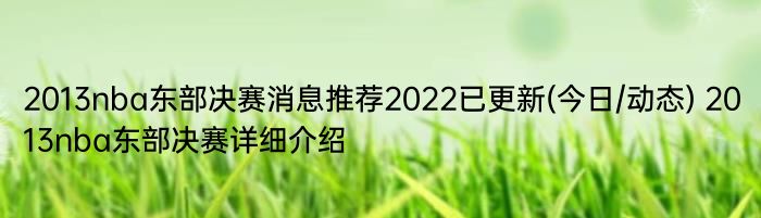 2013nba东部决赛消息推荐2022已更新(今日/动态) 2013nba东部决赛详细介绍