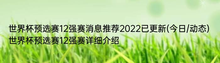 世界杯预选赛12强赛消息推荐2022已更新(今日/动态) 世界杯预选赛12强赛详细介绍