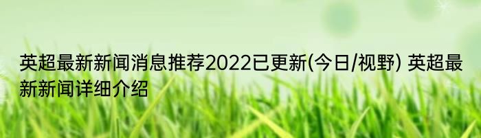 英超最新新闻消息推荐2022已更新(今日/视野) 英超最新新闻详细介绍