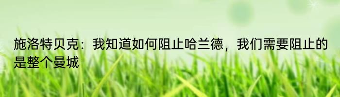 施洛特贝克：我知道如何阻止哈兰德，我们需要阻止的是整个曼城