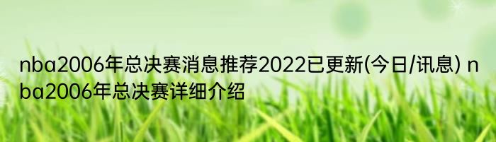 nba2006年总决赛消息推荐2022已更新(今日/讯息) nba2006年总决赛详细介绍