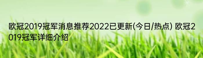 欧冠2019冠军消息推荐2022已更新(今日/热点) 欧冠2019冠军详细介绍