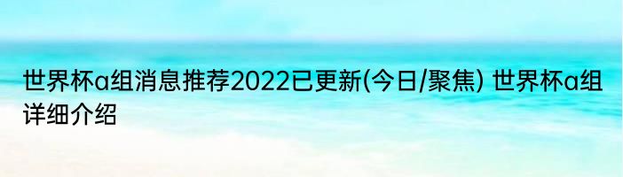 世界杯a组消息推荐2022已更新(今日/聚焦) 世界杯a组详细介绍