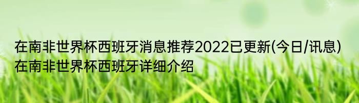 在南非世界杯西班牙消息推荐2022已更新(今日/讯息) 在南非世界杯西班牙详细介绍