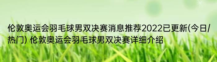 伦敦奥运会羽毛球男双决赛消息推荐2022已更新(今日/热门) 伦敦奥运会羽毛球男双决赛详细介绍