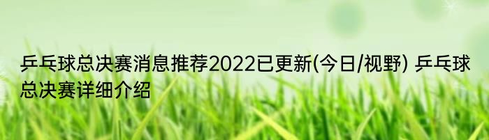 乒乓球总决赛消息推荐2022已更新(今日/视野) 乒乓球总决赛详细介绍