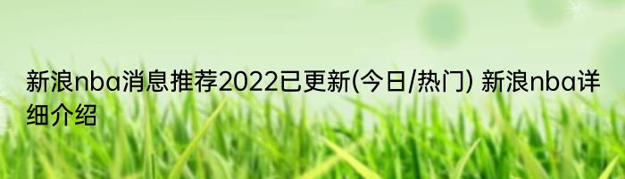 新浪nba消息推荐2022已更新(今日/热门) 新浪nba详细介绍