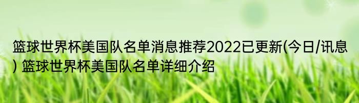 篮球世界杯美国队名单消息推荐2022已更新(今日/讯息) 篮球世界杯美国队名单详细介绍