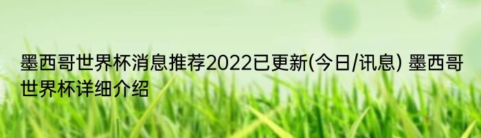 墨西哥世界杯消息推荐2022已更新(今日/讯息) 墨西哥世界杯详细介绍