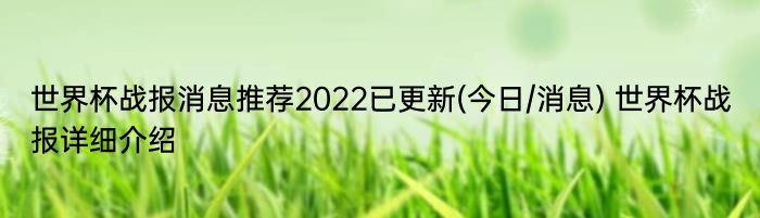 世界杯战报消息推荐2022已更新(今日/消息) 世界杯战报详细介绍