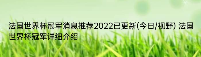 法国世界杯冠军消息推荐2022已更新(今日/视野) 法国世界杯冠军详细介绍