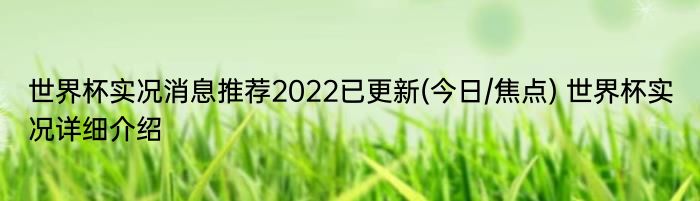 世界杯实况消息推荐2022已更新(今日/焦点) 世界杯实况详细介绍