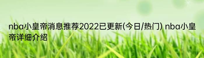 nba小皇帝消息推荐2022已更新(今日/热门) nba小皇帝详细介绍