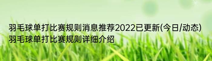 羽毛球单打比赛规则消息推荐2022已更新(今日/动态) 羽毛球单打比赛规则详细介绍