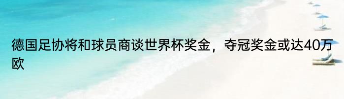 德国足协将和球员商谈世界杯奖金，夺冠奖金或达40万欧