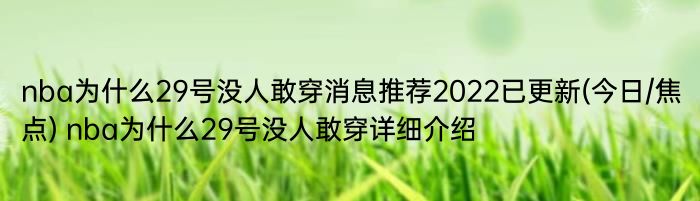 nba为什么29号没人敢穿消息推荐2022已更新(今日/焦点) nba为什么29号没人敢穿详细介绍