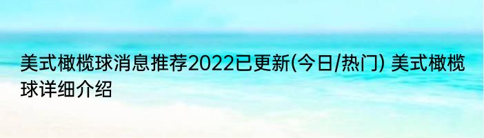 美式橄榄球消息推荐2022已更新(今日/热门) 美式橄榄球详细介绍