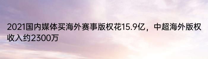 2021国内媒体买海外赛事版权花15.9亿，中超海外版权收入约2300万