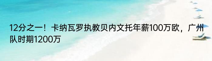 12分之一！卡纳瓦罗执教贝内文托年薪100万欧，广州队时期1200万