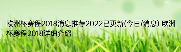 欧洲杯赛程2018消息推荐2022已更新(今日/消息) 欧洲杯赛程2018详细介绍