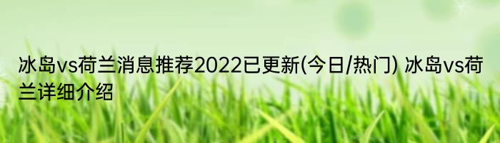 冰岛vs荷兰消息推荐2022已更新(今日/热门) 冰岛vs荷兰详细介绍